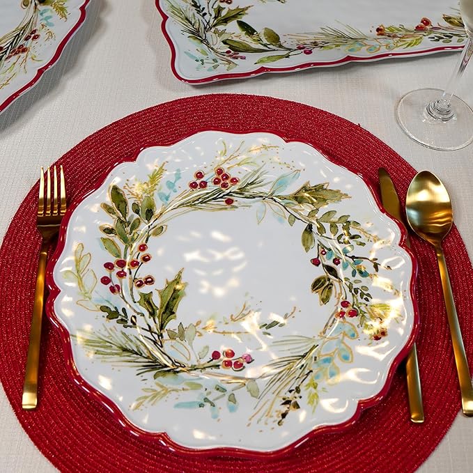 Certified International Christmas Gatherings 11" Melamine Dinner Plates,(Pack of 12)