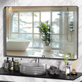 Hasipu Black Bathroom Mirror for Wall, 55 x 36 Inch Metal Framed Bathroom Mirrors for Over Sink, Rectangle Bathroom Vanity Mirror, Anti-Rust, Tempered Glass, Horizontal or Vertical