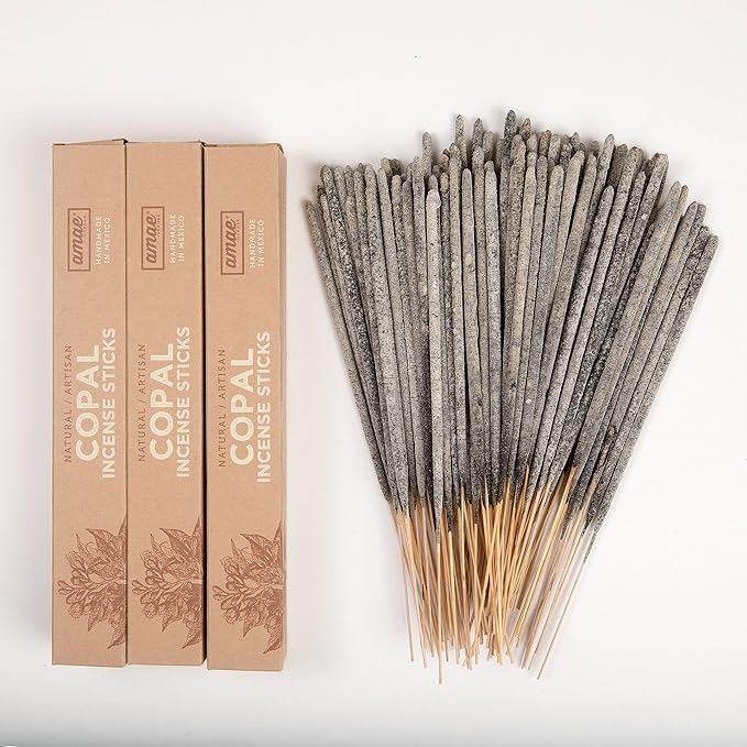 Authentic 100% White Copal Incense Sticks - Thick, Natural Mayan Resin for Spiritual Practices, Meditation, Yoga, Cleansing, Relaxation - Smooth Burning, Long Lasting, Handmade in Mexico - 120 Sticks