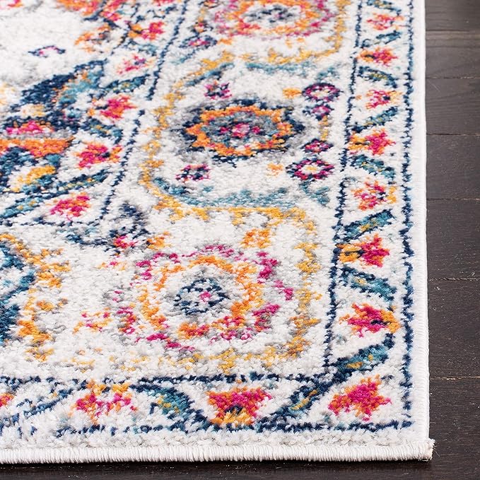 SAFAVIEH Madison Collection Area Rug - 6'7" x 9'2", Purple Pink Fuchsia & Ivory, Boho Chic Distressed Design, Non-Shedding & Easy Cleaning, Ideal for Living Room, Bedroom, Dining Space (MAD603R)