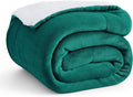Bedsure GentleSoft Sherpa Fleece Blankets Queen Size for Bed - Thick and Warm Throw for Women and Men, Soft Fuzzy Plush Queen Christmas Blanket for Winter, Forest Green, 90x90 Inches