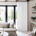 Snow White 84 Inches Long 70 Inch Wide Curtains for Living Room Light Filtering Semi Sheer Modern Farmhouse Pleated Curtain Back Tab for Patio Sliding Door Dining Room Large Window 1 Panel 70x84