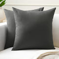 Encasa XO Throw Pillow Covers 18x18 in Set of 2 Charcoal Grey | No Inserts | Cotton Pillow Covers for Living Room, Bed, Sofa, Couch | Decorative Cushion Covers with Improved Zippers