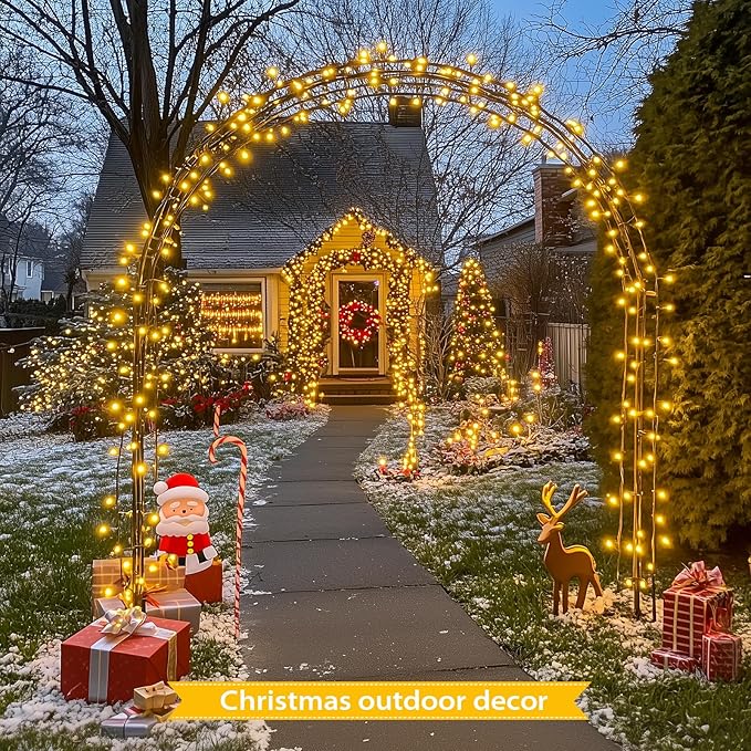 JMEXSUSS 33ft 100 LED Warm White Christmas Lights Outdoor, Battery Power String Lights Waterproof, Twinkle Fairy Mini Lights with 8 Modes Remote Indoor
