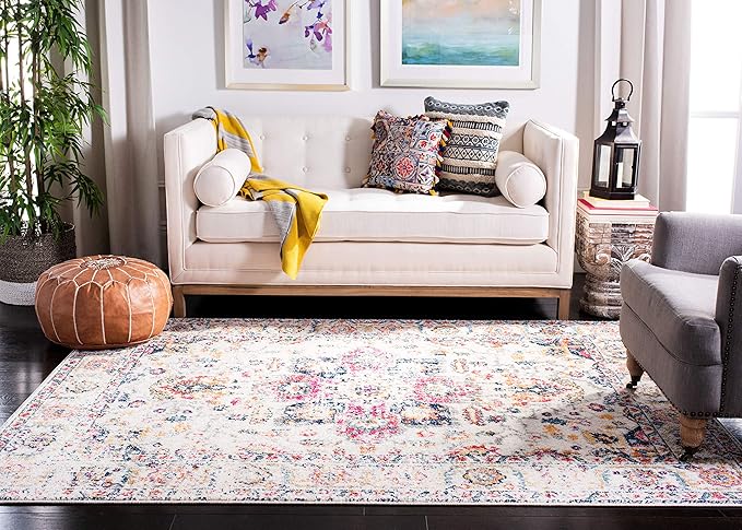 SAFAVIEH Madison Collection Runner Rug - 2'3" x 22', Purple Pink Fuchsia & Ivory, Boho Chic Distressed Design, Non-Shedding & Easy Cleaning, Ideal for Living Room, Hallway, Foyer, Bedroom (MAD603R)