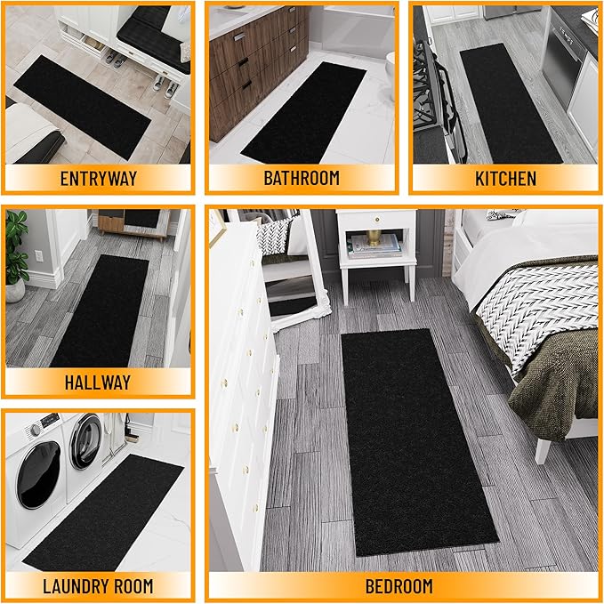 Ottomanson 2' x 2' Shaggy Area Rug - Plush & Cozy Non-Slip Carpet for Bedroom, Living Room & Nursery - Non Shedding & Durable for High-Traffic Areas, Black