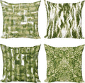 Ambesonne Vintage Throw Pillow Cushion Case Pack of 4, Abstract Grunge Effect Brushstrokes and Waving Striping Stains Paisley Drops, Modern Accent Double-Sided Digital Printing, 20", Khaki Olive Green