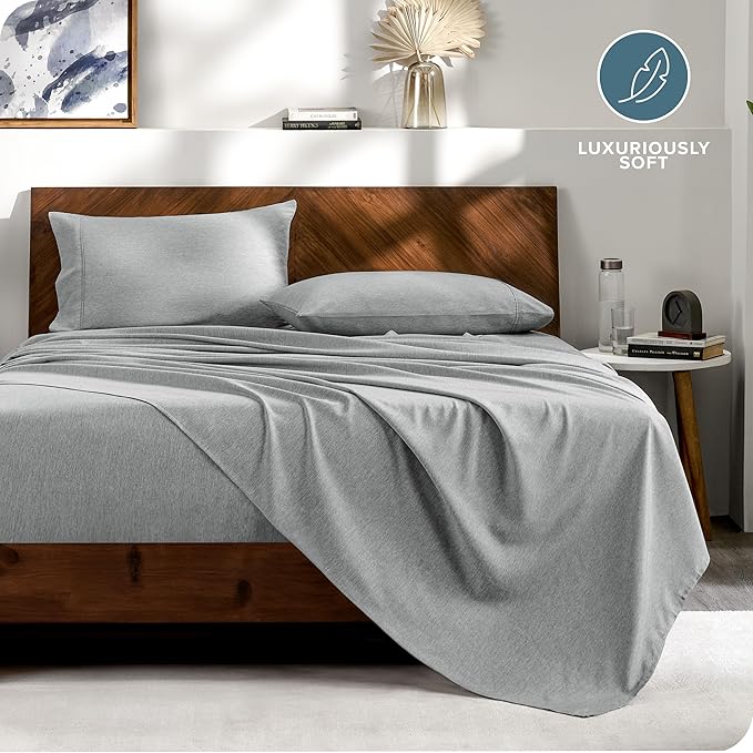 Bare Home Bed-in-A-Bag 5 Piece Comforter & Sheet Set - Twin XL - Goose Down Alternative - Ultra-Soft 1800 Premium Bedding Set - Cationic (Twin XL, Heathered Pewter)