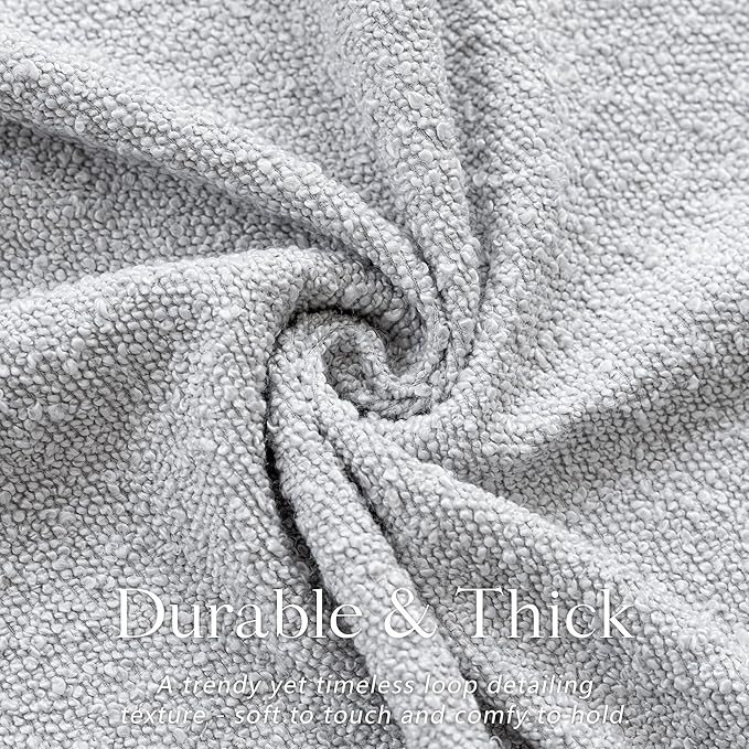 Foindtower Decorative Textured Boucle Throw Pillow Covers Accent Solid Pillow Cases Neutral Soft Cozy Couch Cushion Case for Chair Sofa Bedroom Living Room Home Decor 24 x 24 Inch,Light Grey