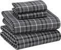 RUVANTI Flannel Sheets King Size - 100% Cotton Brushed King Size Sheets Set - Deep Pockets 16 Inches Bed Sheets - All Seasons Breathable & Extra Soft - Warm & Cozy, 4 Piece, Grey Plaid
