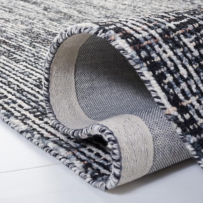SAFAVIEH Area Rug 8x10 - Abstract Collection - Large - Black & Grey, Handmade Wool, Ideal for Living Room, Bedroom, Office, Dining Space (ABT468L)