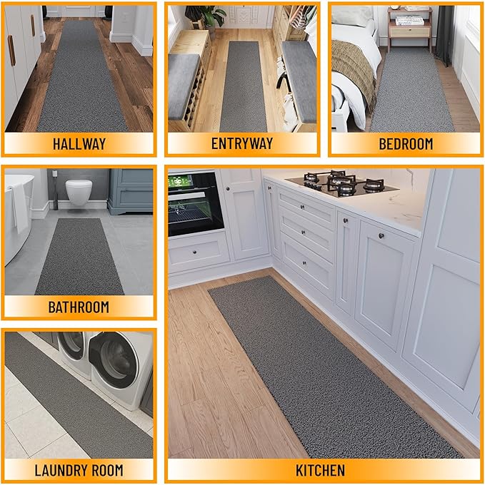 Ottomanson 2' x 24' Shaggy Runner Rug - Plush & Cozy Non-Slip Carpet for Bedroom, Living Room, Bathroom & Entryway - Durable & High-Traffic Friendly for Hallways & Dorms, Gray