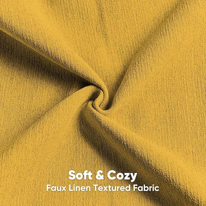 HAUSSY Mustard Yellow Throw Pillow Covers 16x16 Inch Set of 2,Boho Decorative Faux Linen Throw Pillows Cozy Farmhouse Accent Cushion Covers,Home Decor for Couch Sofa Bed Living Room