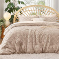 Bedsure Queen Comforter Set - Warm Tan Comforter, Boho Tufted Shabby Chic Bedding for Kids, 3 Pieces Vintage Farmhouse Bed Set for All Seasons, Fluffy Soft Bedding with 2 Pillow Shams