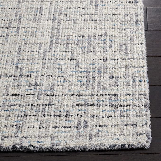 SAFAVIEH Abstract Collection Runner Rug - 2'3" x 8', Grey & Ivory, Handmade Wool, Ideal for High Traffic Areas in Living Room, Bedroom (ABT468J)