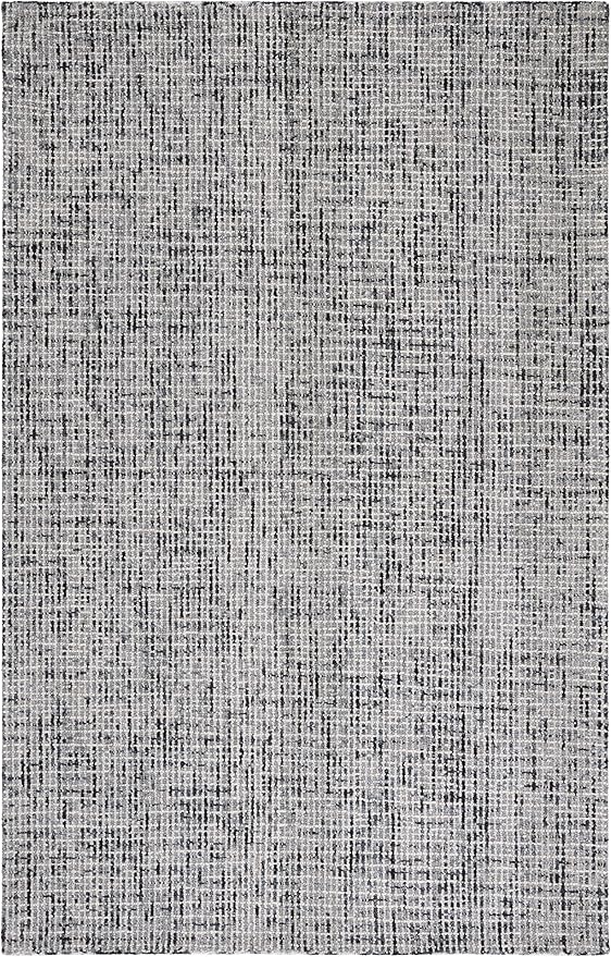 SAFAVIEH Abstract Collection Area Rug - 9' x 12', Dark Grey & Ivory, Handmade Wool, Ideal for High Traffic Areas in Living Room, Bedroom (ABT468H)