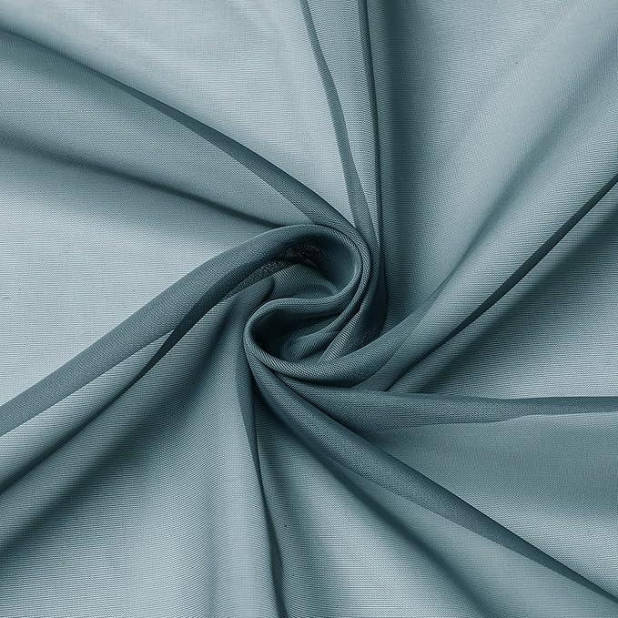 Aiyufeng Dusty Blue Sheer Curtains 96 Inches Long 2 Panels Set, Light Filtering Soft Airy Voile Rod Pocket Dusty Blue Sheer Window Drapes for Bedroom Living Room, Each 42Wx96L Inches