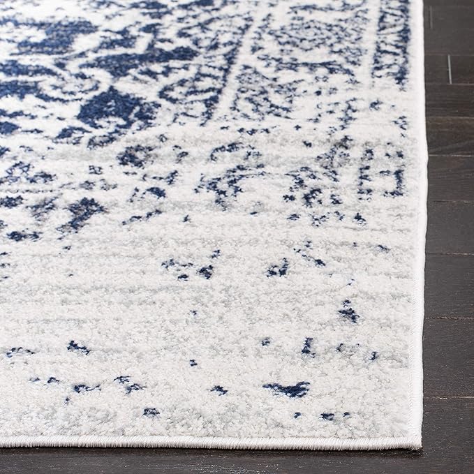 SAFAVIEH Madison Collection Accent Rug - 2'3" x 4', Cream & Navy, Snowflake Medallion Distressed Design, Non-Shedding & Easy Care, Ideal for High Traffic Areas in Foyer, Living Room, Bedroom (MAD603D)