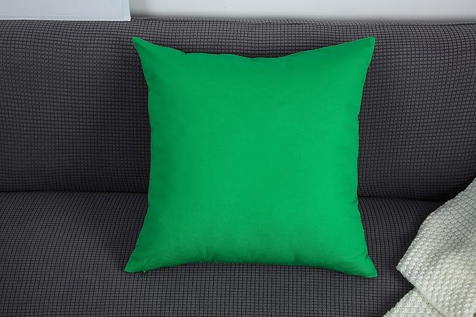 TangDepot Handmade Decorative Solid 100% Cotton Canvas Throw Pillow Covers/Pillow Shams, (26"x26", Bright Green)
