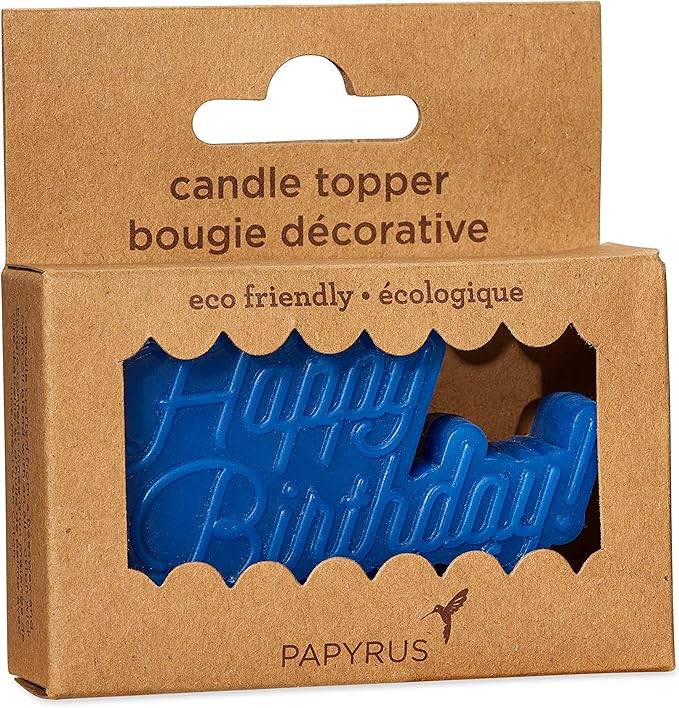 Papyrus Happy Birthday Candle, Blue (1-Count)