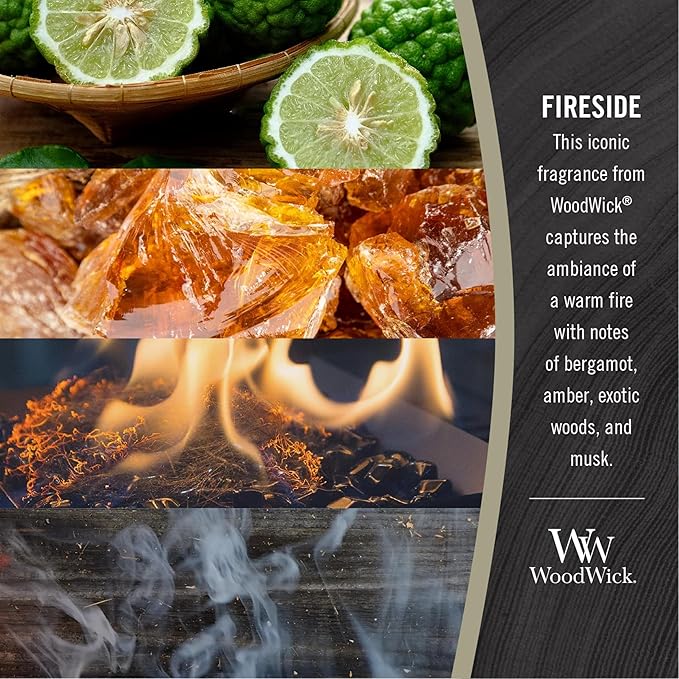 WoodWick Medium Hourglass Candle Fireside Scent Premium Soy Blend Wax Crackles as it Burns Perfect for Gifting 9.7oz