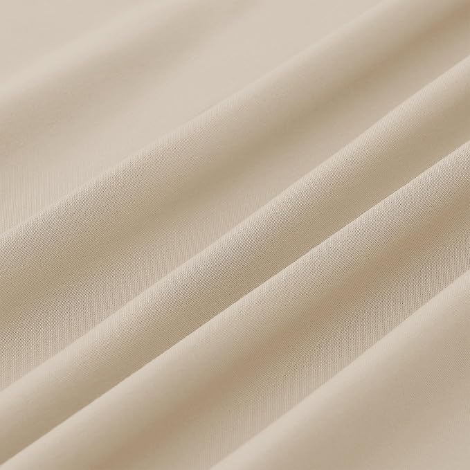 Modern Threads Soft Microfiber Solid Sheets - Luxurious Microfiber Bed Sheets - Includes Flat Sheet, Fitted Sheet with Deep Pockets, & Pillowcases Egg Shell Queen