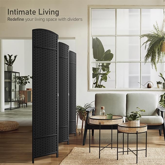 Sorbus 6 Panel Room Divider 6 ft. Tall - Privacy Screen, Extra Wide Double Hinged Panels, Mesh Hand-Woven Design, Partition Room Dividers and Folding Privacy Screens, Wall Divider for Room Separation