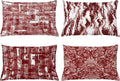 Ambesonne Vintage Throw Pillow CushiCase Pack 4, Abstract Grunge Effect Brushstrokes Waving Striping Stains Paisley Drops, Modern Accent Double-Sided Digital Printing, 20" x 12", Maroon Rust White
