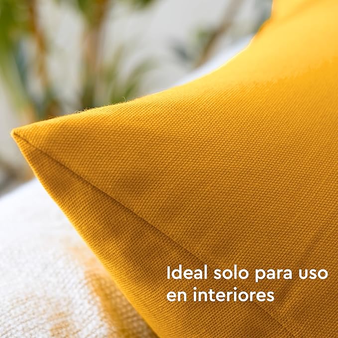 Encasa XO Throw Pillow Covers 24x24 in Set of 2 Mango | No Inserts | Cotton Pillow Covers for Living Room, Bed, Sofa, Couch | Decorative Cushion Covers with Improved Zippers