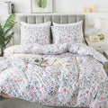 HoneiLife King Size Duvet Cover - Cotton Comforter Cover, Soft & Breathable Floral Bedding Duvet Cover Sets with Zipper Closure & Corner Ties, 3-PC Wildflower Comforter Cover Sets, Carnation