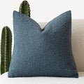 Foindtower Decorative Textured Boucle Throw Pillow Covers Accent Solid Pillow Cases Neutral Soft Cozy Couch Cushion Case for Chair Sofa Bedroom Living Room Home Decor 24 x 24 Inch,Blue