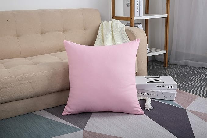 TangDepot Handmade Decorative Solid 100% Cotton Canvas Throw Pillow Covers/Pillow Shams, (20"x20", Salmon Pink)