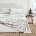 Great Bay Home Flannel Sheet Set California King Size - 100% Turkish Cotton, Double-Brushed, Winter Floral Bed Sheets - Ultra-Soft, Cozy, 4-Piece Bedding Set (Quiet Garden)