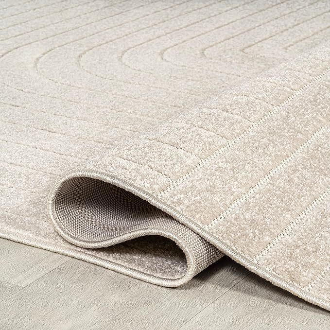 Eyely NCS101A-28 Scandinavian Odense Minimalist Angle Geometric Indoor Runner Rug, Modern, Contemporary, Coastal, Bohemian, Bedroom, Kitchen, Living Room, Non Shedding, Ivory/Cream, 2' x 8'