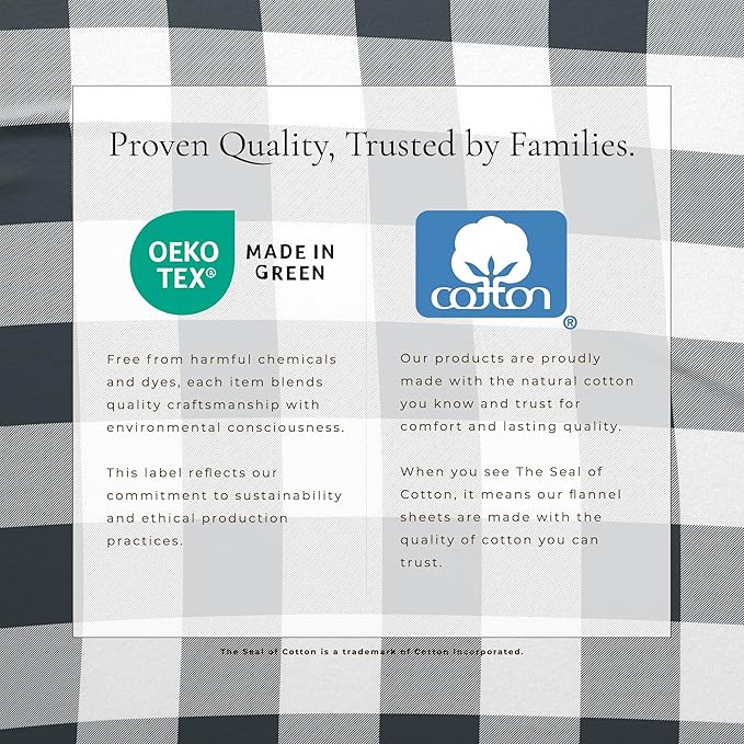 Great Bay Home Flannel Sheet Set Queen Size - 100% Turkish Cotton, Double-Brushed, Printed Bed Sheets - Ultra-Soft, Cozy, 4-Piece Bedding Set (Buffalo Check - Navy)