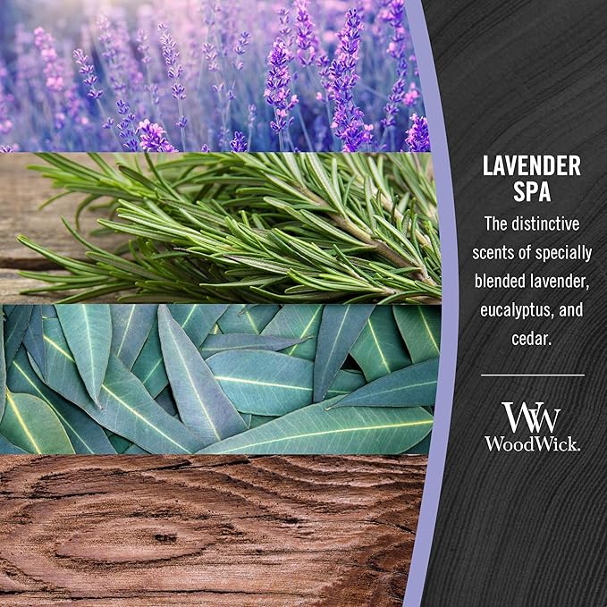 WoodWick Medium Hourglass Candle Lavender Spa - Premium Soy Blend Wax Pluswick Innovation 60 Hour Burn Time