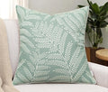 Fern Leaves Embroiderd Decorative Square Accent Throw Pillow Cover - Sofa, Chair, Couch, Bedroom, Living Room, Farmhouse Home Decor - 20x20 Inches, Light Teal