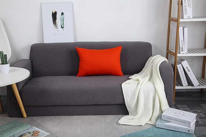 TangDepot Handmade Decorative Solid 100% Cotton Canvas Throw Pillow Covers/Pillow Shams, (12" x20" , Red Orange, 1 Count (Pack of 1))