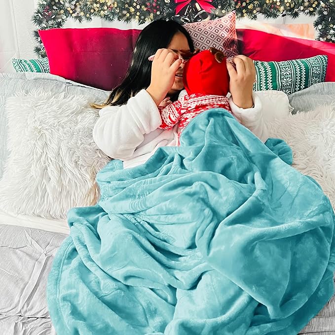 Bedsure GentleSoft Fleece Throw Blanket for Couch River Blue - Lightweight Plush Fuzzy Cozy Soft Blankets and Throws for Sofa, 50x70 inches