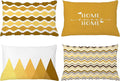 Ambesonne Modern Throw Pillow Cushion Case Pack of 4, Geometric Style Pattern of Triangles Zigzags Love Home Phrase Print, Modern Accent Double-Sided Printing, 20" x 12", Pale Orange Amber and White