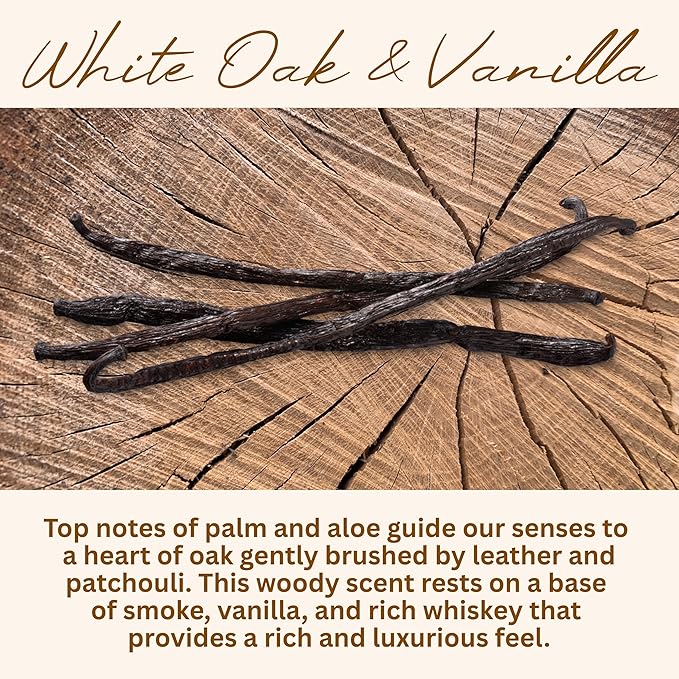 White Oak Vanilla Scented Candle, Many Scents to Choose from, All Natural Non-Toxic Soy Wax, Handmade in The USA (White Oak & Vanilla)