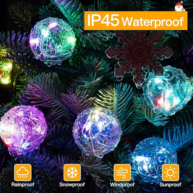 Ollny Christmas Lights 30FT 30Bulbs, RGBW Color Changing Outdoor Light, Plug in Remote Waterproof Shatterproof Timers G40 String Lights for Patio Balcony Porch Camping Deck Yard