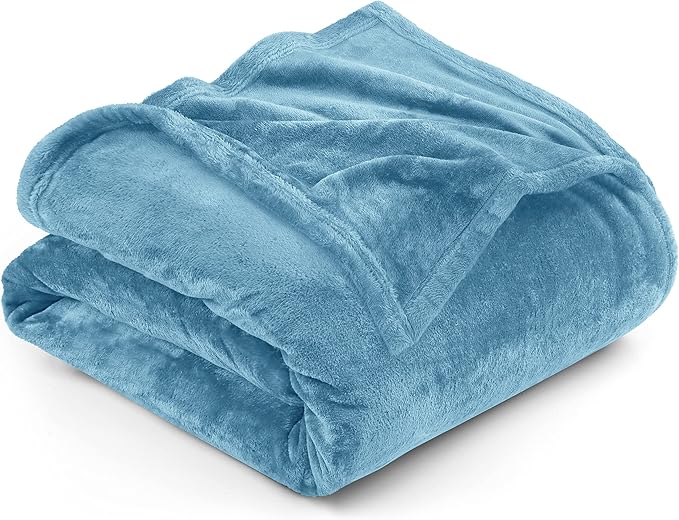 Utopia Bedding Fleece Blanket King Size Washed Blue 300GSM Luxury Fuzzy Soft Anti-Static Microfiber Bed Blanket (90x102 Inch)