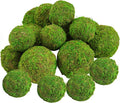 18 Pack Decorative Faux Dried Moss Balls- 6pcs 3.1" Artificial Green Plant Mossy Globes+ 12pcs 2.2" Handmade Sphere Moss Gift for Home Dough Bowl Vase Chinoiserie Decors Party Wedding Display