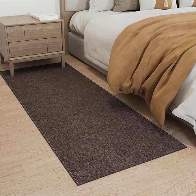 Ottomanson 2' x 8' Ultra-Thin Hallway Runner Rug - Durable Non-Slip Carpet for High-Traffic Areas - Fits Under Doors for Seamless Entry - Ideal for Kitchen, Entryway, Bedroom & Living Room, Brown