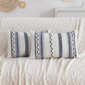 Decorative 2 Packs Boho Navy Blue Striped Lumbar Pillow Covers 12x20 Inch Coastal Accent Long Throw Pillows, Neutral Farmhouse Textured Throw Pillow Cases for Couch Bedroom Living Room Chair