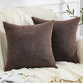 GAWAMAY Decorative Square Throw Pillow Covers 20"x20" Inch Set of 2, Super Soft Chenille Pillows Farmhouse Fall Pillowcase for Living Room Bedroom Sofa Couch Cushion Cover Coffee 50x50cm (No Inserts)