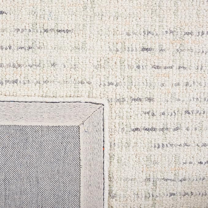 SAFAVIEH Abstract Collection Area Rug - 4' Square, Ivory & Light Grey, Handmade Wool, Ideal for High Traffic Areas in Living Room, Bedroom (ABT468K)