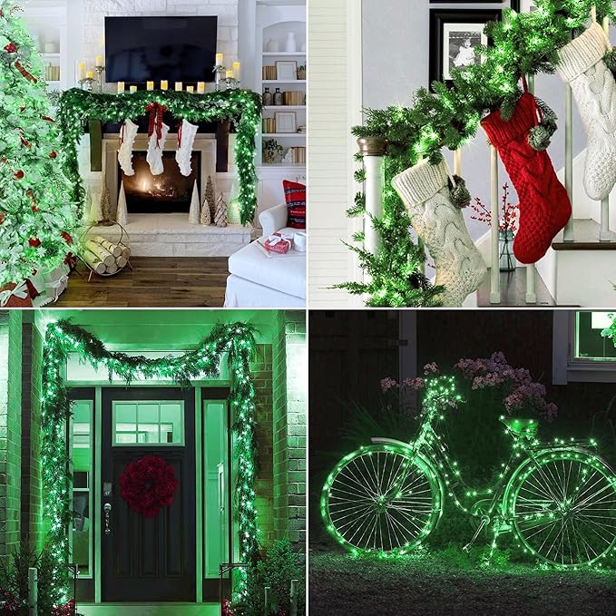 50-Count Green Christmas Tree Lights with Green Wire,13ft Incandescent Bulb Waterproof Fairy Lights，Plug in Mini String Lights for Holiday Decorations, Party, Xmas, Yard, Indoor & Outdoor
