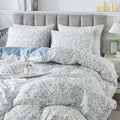 HoneiLife Cotton Duvet Cover Queen - Floral Comforter Cover 3-PC, Soft Flower Bedding Duvet Cover Sets with Zipper Closure & Corner Ties, Wildflower Bedlinen Sets for All Season Use